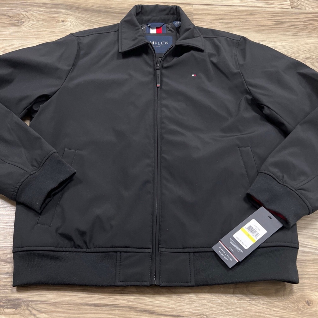 Tommy Hilfiger Men’s Black Zip-Front Bomber Jacket